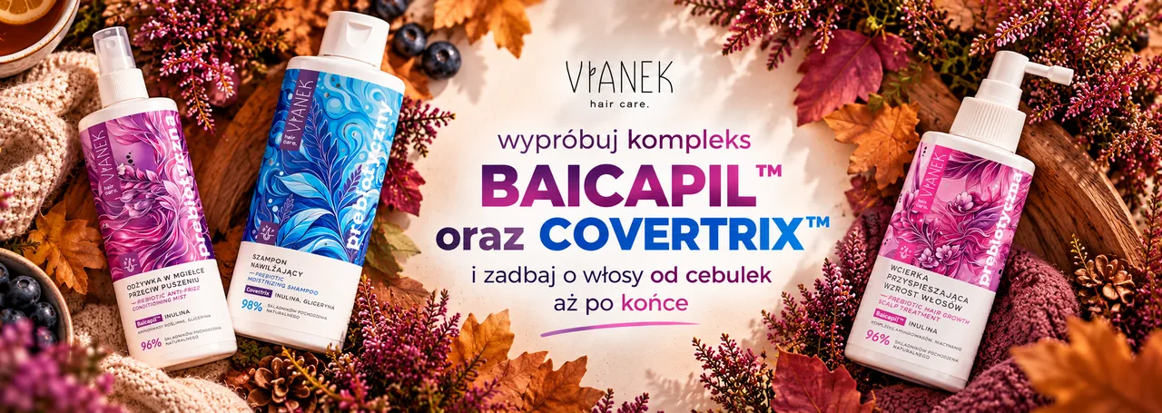 Moc składników. Piękne włosy! 💜 Odkryj prebiotyczną pielęgnację VIANEK z BAICAPIL™ i COVERTRIX™. Wzmocnij, nawilż i wygładź swoje włosy!