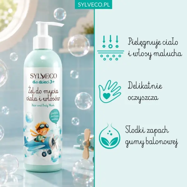 SYLVECO dla dzieci 3+ Żel do mycia ciała i włosów guma balonowa – zdjęcie 2